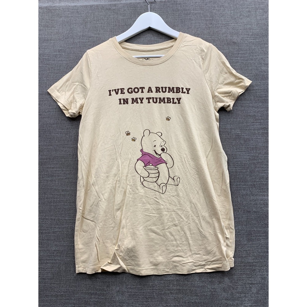 Mad Engine Disney Winnie The Pooh T-Shirt Womens L 12/14 Beige I've Got A Rumbly